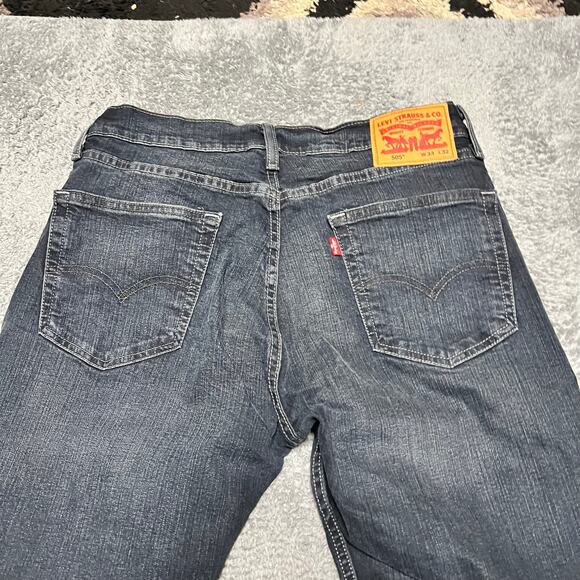 Levi's 505 Jeans Mens 33 x32 Straight Fit Blue Denim - Picture 2 of 11